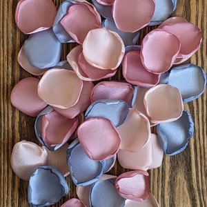 Dusty blue dusty rose blush mix of rose petals for wedding, flower girl flowers for baskets, cake decorations, bridal shower centerpieces