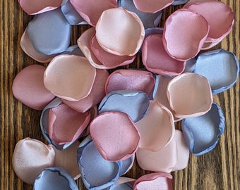 Dusty blue dusty rose blush mix of rose petals for wedding, flower girl flowers for baskets, cake decorations, bridal shower centerpieces