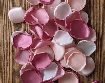 Dusty rose blush farmhouse wedding decor, rustic bridal baby girl shower floral confetti, flowers for flower girl basket, aisle runner decor