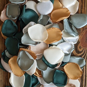 Dusty Sage Satin Rose Petals: Emerald Gold Wedding Decor