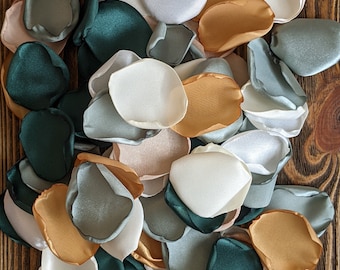 Dusty sage emerald gold mix of rose petals bulk for wedding centerpieces scatter, bridal shower aisle decorations, floral confetti to toss
