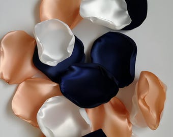 Navy peach mix of rose petals for wedding decoration, flowers for flower girl baskets, simple centerpieces, nautical bridal shower decor