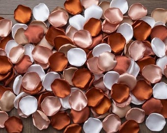 Terracotta Blush White Champagne Rose Petals - Boho Table Scatter, Warm Neutral Wedding Decor, Flower Girl Confetti, Desert Chic