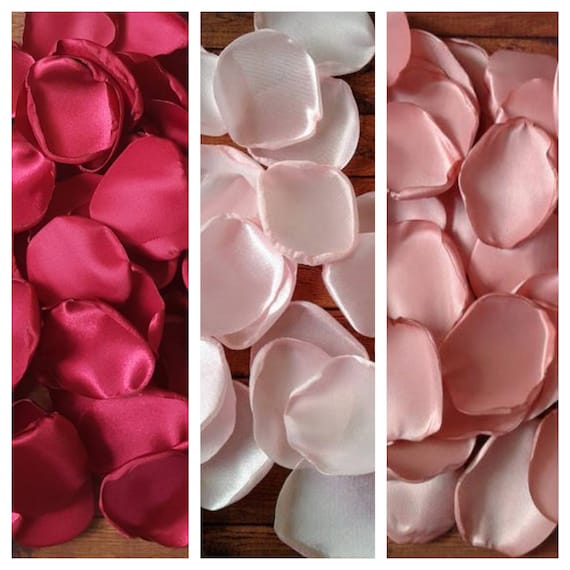 Bridal shower decorations, blush pink, rose gold and burgundy rose petals, rustic wedding centerpieces, flower girl accessories for baskets Il_570xn