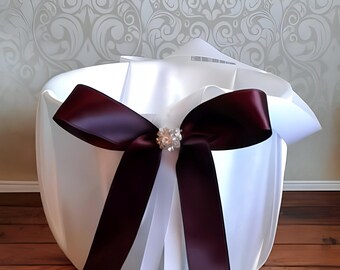 Burgundy flower girl basket, plain white or ivory custom bows and rhinestones barn classic or modern wedding baskets for petals tossing