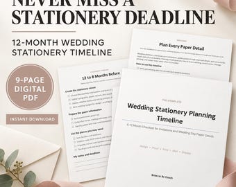 Wedding Stationery Planning Timeline - Printable Invitation Checklist & Paper Goods Organizer PDF