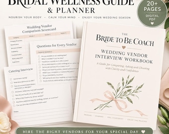 Bridal Wellness Planner PDF - Bride Self Care Workbook & Stress Journal