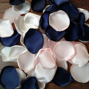 Navy blush ivory rose petals for wedding-flowers for bridal shower decoration-table arrangements and tray decor-flower girl supplies to toss