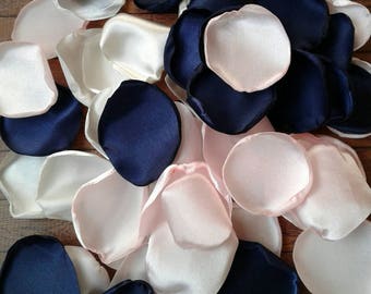 Navy blush ivory rose petals for wedding flowers for bridal shower decoration table arrangements and tray decor flower girl supplies to toss