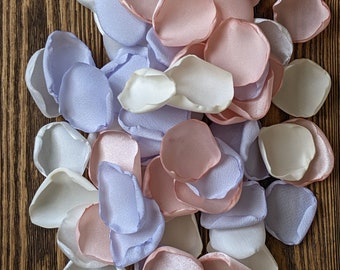 Ice blue blush pink mix of rose petals for wedding or bridal shower decor, simple centerpieces  scatter or confetti, party room sprinkles