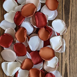 Fall wedding decor, rust terracotta mix of rose petals rustic bridal shower, barn simple centerpieces, flower girl accessories, flowers toss