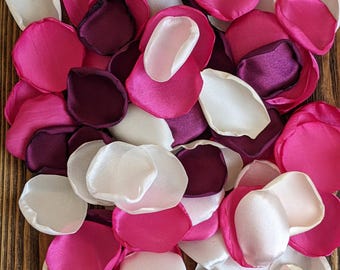 Sangria fuchsia mix of rose petals for wedding decor, Wedding centerpieces, Petals for cones, Aisle runner decor, Flower girl petals baskets