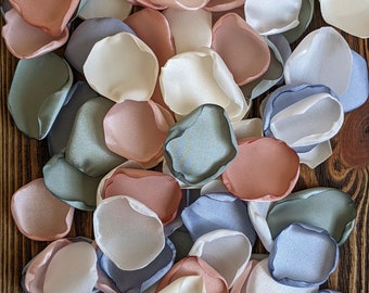 Dusty sage blush dusty blue mix of rose petals for wedding aisle runner decor toss, baby girl and bridal shower decor, flower girl petals