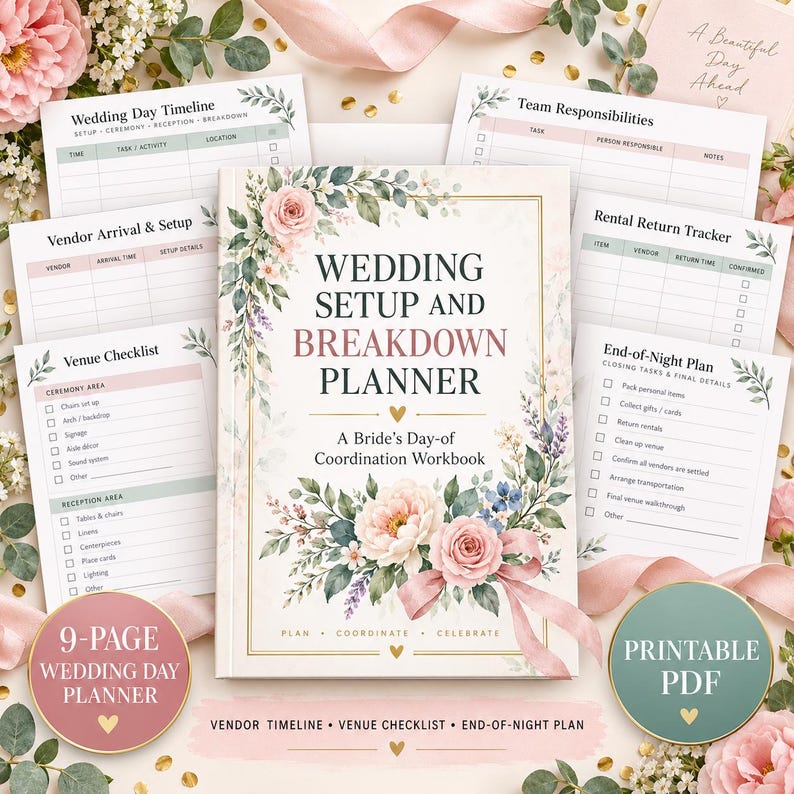 Wedding Day Setup & Breakdown Planner - Printable Vendor Timeline Venue Wedding Day Setup & Breakdown Planner - Printable Vendor Timeline Venue