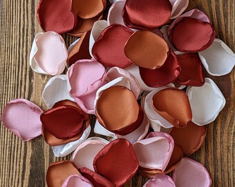 Rust terracotta blush rose petals for church wedding decor, modern floral bridal shower decoration, aisle runner flower girl accessories