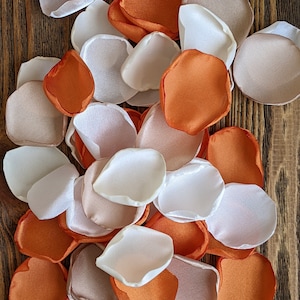 Burnt orange champagne mix of rose petals for wedding decor, custom fall aisle runner decor, flowers for flower girl, confetti decorations