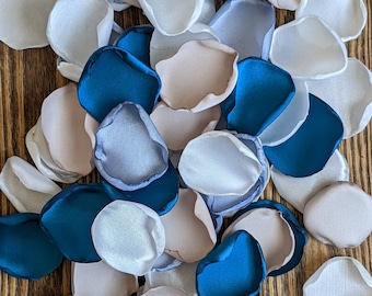 Ocean wedding decor, teal dusty blue mix of rose petals for bridal shower decoration, table scatter, flower girl accessories toss confetti