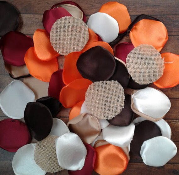 Country wedding, Autumn wedding, rustic wedding decor, burlap wedding decor, rose petals, barn wedding decor, wedding toss, table decor. Il_570xn