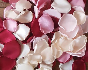 Wedding decor, burgundy dusty rose petals, wedding decorations, custom flower girl petals for baskets, bridal shower decor, floral confetti