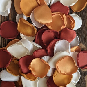 Rust mustard ginger custom rose petals for wedding decor, flower girl flowers for baskets, table simple centerpieces, aisle runner confetti
