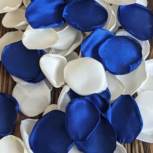 Royal blue cream and ivory mix of rose petals for wedding table decor-flowers for bridal shower and centerpieces toss-flower girl confetti image 4