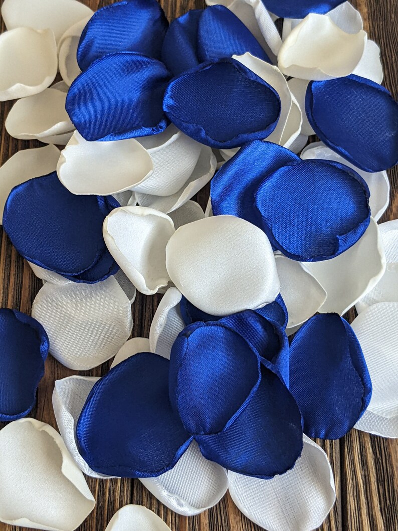 Royal blue cream and ivory mix of rose petals for wedding table decor-flowers for bridal shower and centerpieces toss-flower girl confetti image 4