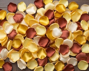 Gold Mustard Yellow Wedding Decor, Rust Flower Petals, Boho Fall Table Scatter, Autumn Bridal Shower Toss, Bulk Petals