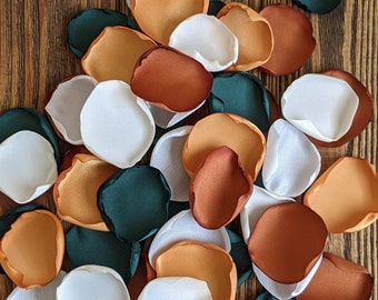 Emerald terracotta mustard mix of rose petals for wedding decor, rustic sunflowers bridal shower theme decorations, flower girl confetti