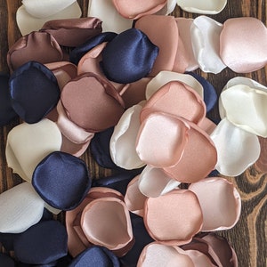 Navy rose gold blush mix of rose petals for wedding decor