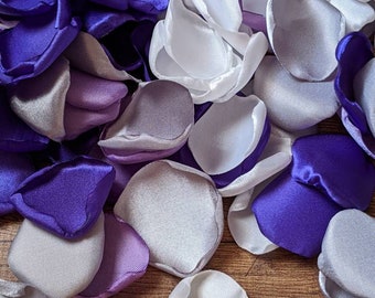 Purple lilac silver and ivory mix of rose petals for wedding table decor and ceremony aisle-cake decorations-bridal shower confetti toss