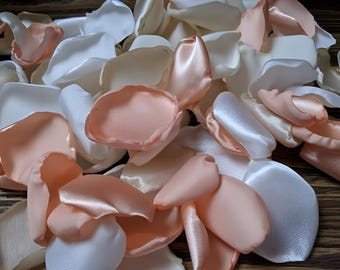 Rustic peach custom rose petals for wedding or bridal shower decor, centerpieces, flower girl petals for tossing, aisle runner decorations