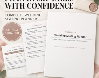 Editable Wedding Seating Chart Planner - Guest List Organizer for Round & Rectangular Tables, Printable Word Template