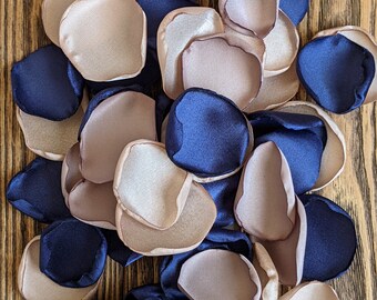 Navy taupe champagne rose petals for wedding decor, rustic bridal shower decoration, flowers for flower girl baskets toss, aisle confetti