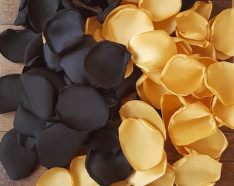 Gold and black mix of rose petals for wedding-artificial flowers for centerpieces-bridal shower or party decor-flower girl supplies to toss