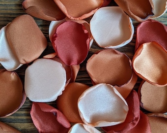Fall terracotta rust rose petals for wedding decor, autumn bridal shower confetti to toss, desert earth tone flowers for flower girl baskets