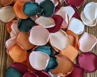 Fall copper rose petals for wedding party, table decor setting, rustic bohemian flowers for baskets, wedding confetti for aisle runner toss