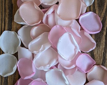 Rustic shabby chic wedding decor, light pink blush mix of rose petals for rustic bridal or baby girl shower, aisle decor bridesmaid gifts