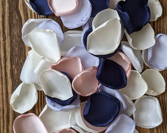 Navy ice blue blush mix of rose petals for nautical wedding, bridal shower decor, flower girl accessories, reception simple centerpieces