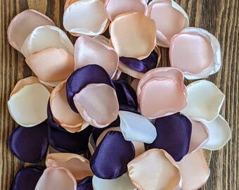 Plum peach blush mix rose petals for wedding, party decorations, aisle runner decor, flower girl petals, flowers that match bridal bouquet