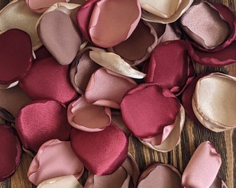 Burgundy mixture of rose petals for wedding and bridal shower decor, flower petals for flower girl basket, wedding aisle runner pew markers