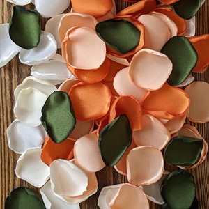 Peach burnt orange moss mix of rose petals for wedding exit, send off toss, flower girl flowers or leaves for baskets and aisle runner decor