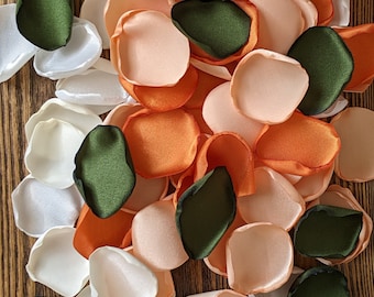 Peach burnt orange moss mix of rose petals for wedding exit, send off toss, flower girl flowers or leaves for baskets and aisle runner decor