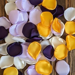Mélange de pétales de rose lavande tournesol jaune prune pour décoration de mariage et de douche nuptiale, décoration de douche de bébé fille, mariage bohème occidental