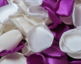 Magenta wedding or engagement decor that match ties, aisle runner or bridal shower decorations, flower girl rose petals, table decor flowers