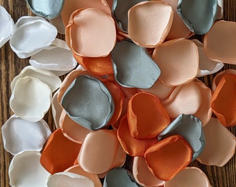 Photo props for wedding, custom burnt orange dusty sage and peach rose petals bulk for aisle runner decor and flower girl baskets confetti