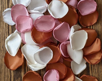 Modern copper dusty rose mix of rose petals for wedding decor, anniversary brunch bridal shower decoration, party confetti toss or scatter