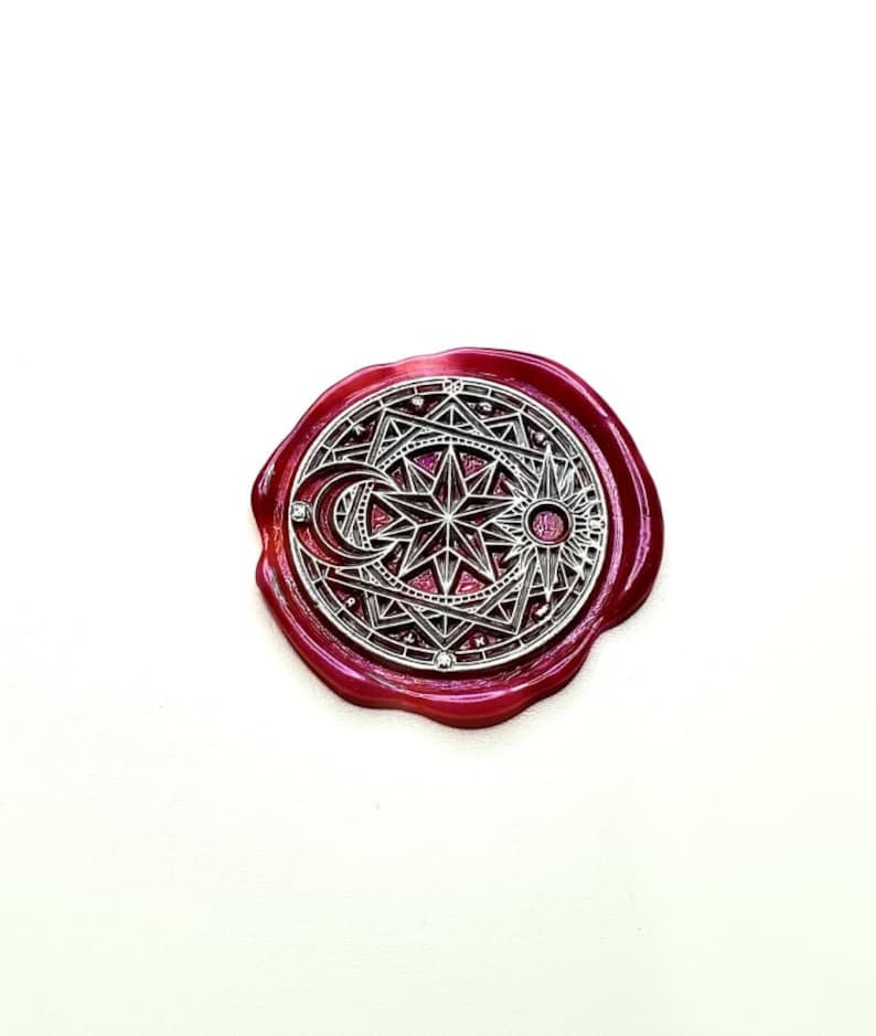 Star Sun and Moon Wax Seal Stamp, wax sticks, wax spoon - Fast Shipping from Utah, USA - Design O4 