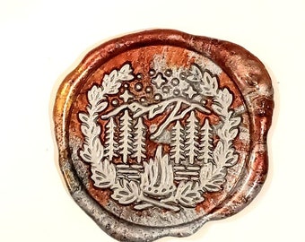 Bestselling Nature Campfire Mountain ,Trees and Stars Wax Seal Stamp , wax sticks, wax spoon - Fast Shipping from Utah, USA - Design BSD2