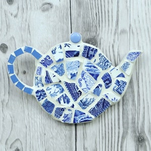 Blue teapot MOSAIC KIT  craft kit suitable for beginners tumbled china