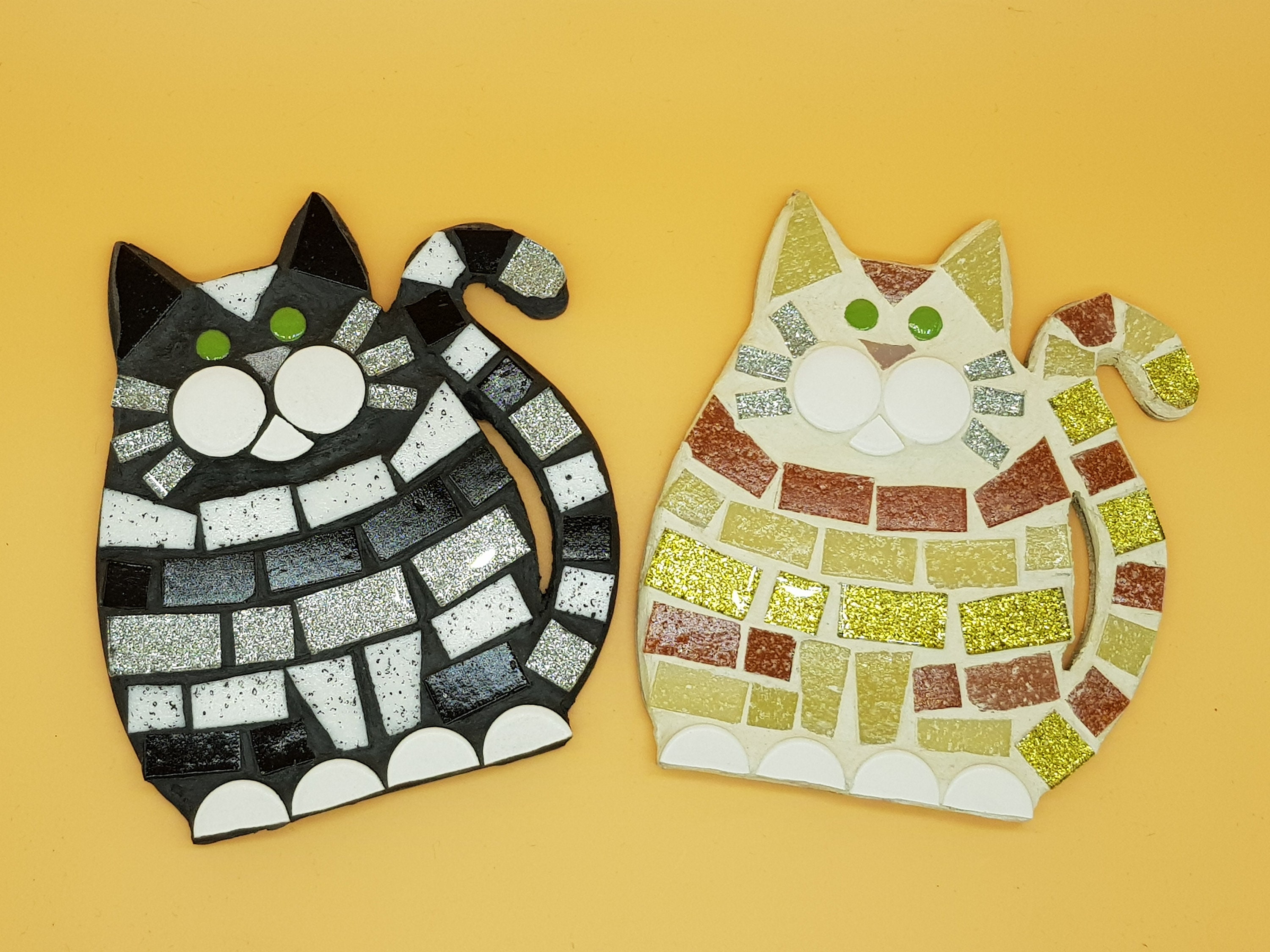 Black and White Cat Mosaic Craft Kit suitable for beginners Etsy